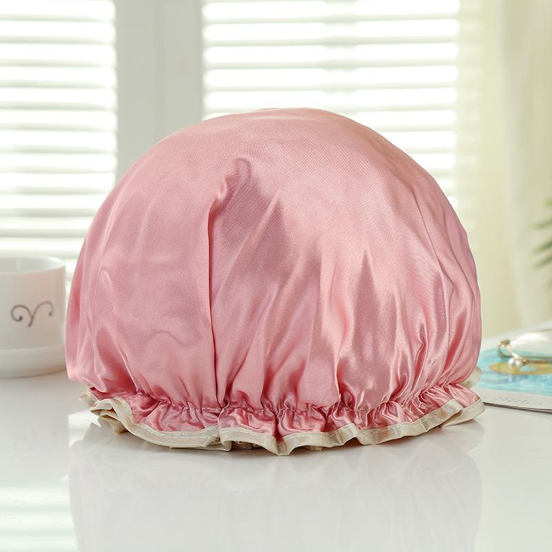 Double-Layer Waterproof Adult Bath & Hair Cap - Makeup, Kitchen, Anti-Oil, Thickened; Customizable Logo