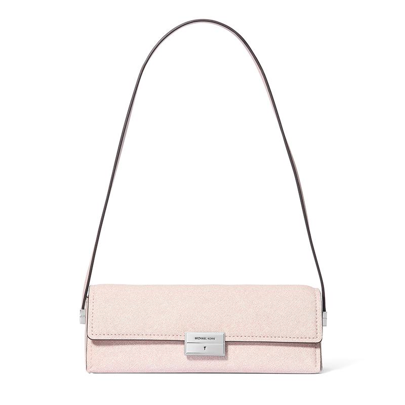 Michael Kors Ludlow Logo Flap Closure Lambskin Shoulder Bag Women bags Rose-Pink 32S5SLNU1R-653 Basic Set (Bag+Dust Bag)