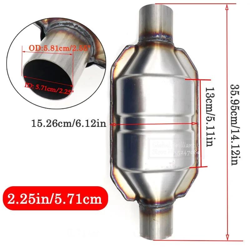 Universal Catalytic Converter 400 Cells High Flow Muffler Catalyst Converter Euro1 Round Stainless Steel 2'' 2.25'' 2.5'' 3"