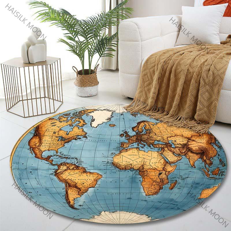 

Multiple sizes Vintage globe map Print Round Carpet Living Room Bedroom Table Chair Sofa Decorative Carpet Luxury gifts Diameter -60cm