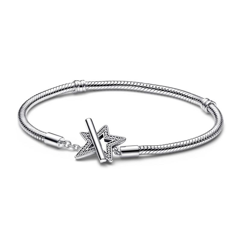 Pandora Star lock 925 silver bracelet women s style 592357C01 серебряный