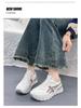 Spring Women's Breathable White Sneakers, Versatile Korean Style with Thick Soles for Height Boost, Casual Dad Shoes