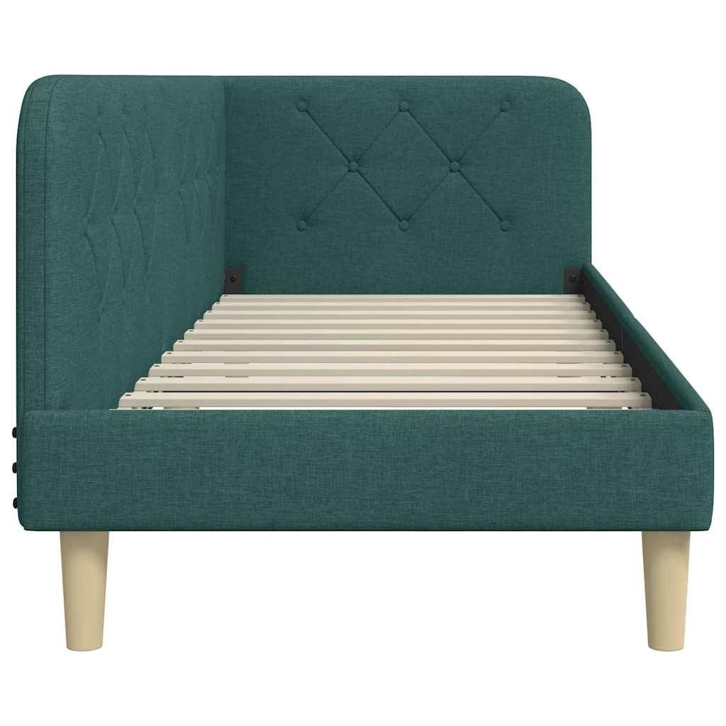 Corner Bed Frame Dark Green 80 X 200 Cm Fabric