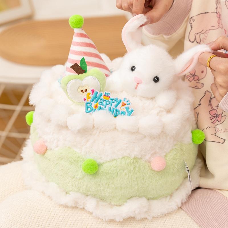 Tasty Fruit Birthday Cake Plush Toys Lovely Cartoon Animal Cake Toys Soft Cozy Birthday Party Decor Amusing Gift To Kids