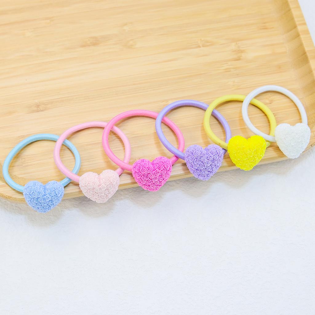 Cute Girls Elastic Hair Ties Heart Hairbands Ponytail Holder Headbands Kids Floral Hair Ties Scrunchies Women Hair Accessories