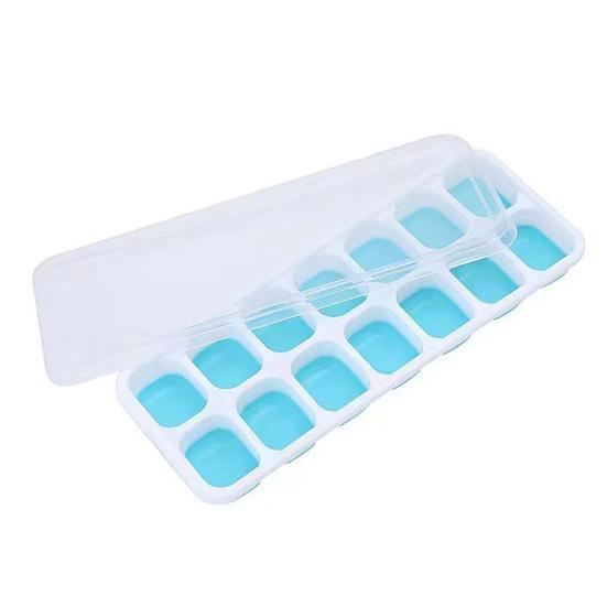 Silicone Refrigerator Ice Cube Trays with Lid BPA Free Large Square Ice Cube Tray Easy Release Stackable Ice Tray