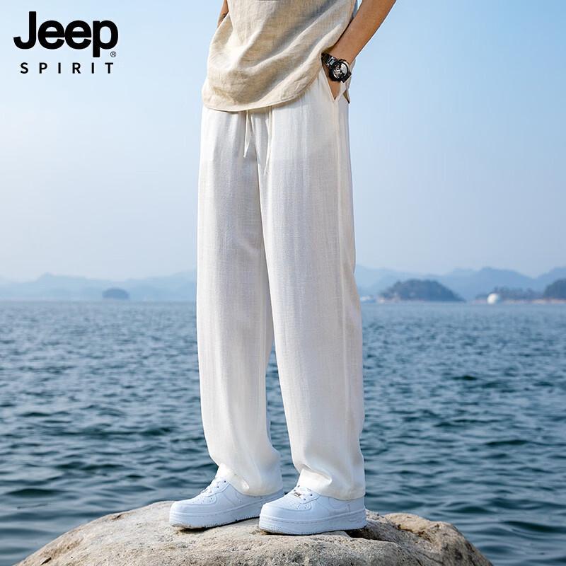 JEEP SPIRIT Men s Lightweight Linen Blend Cooling Straight-Leg Casual Pants XL