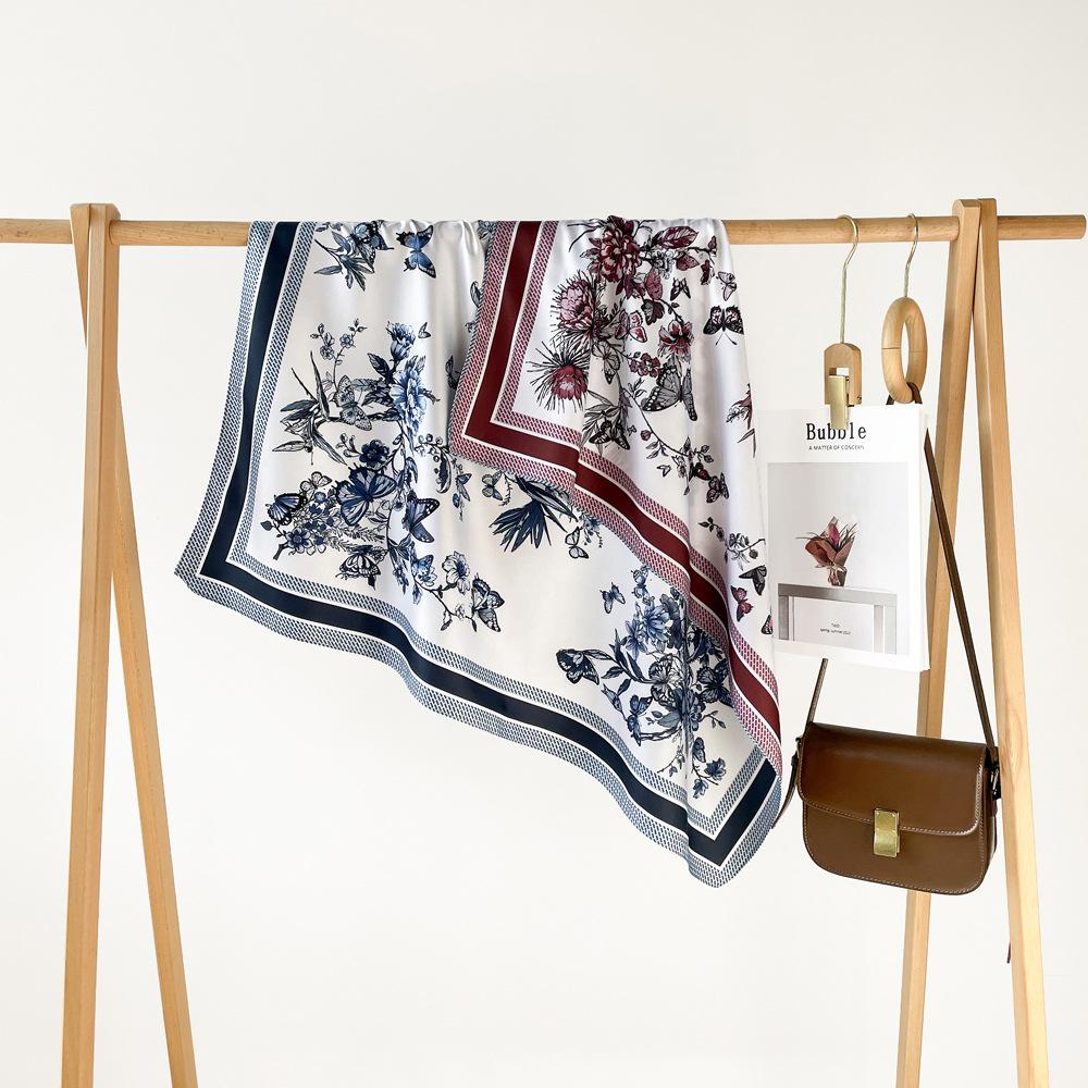 90*90Cm Square Scarf Twill Cotton Feeling Women Head Shawls And Wraps Luxury Print Neck Scarves Hijab Bandana Pashmina