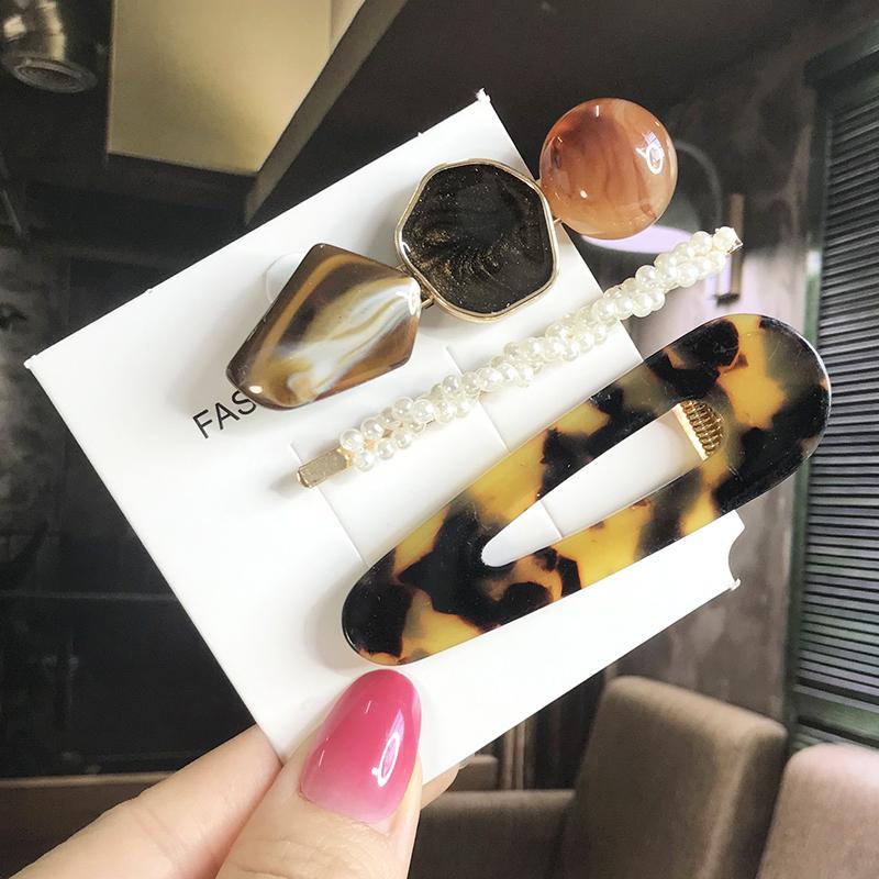 Fashion Hair Pins Side Clip Set Sweet Acrylic Waterdrop Hair Barrettes For Women Girls Korean Geometric Hair Accessories Jewelry