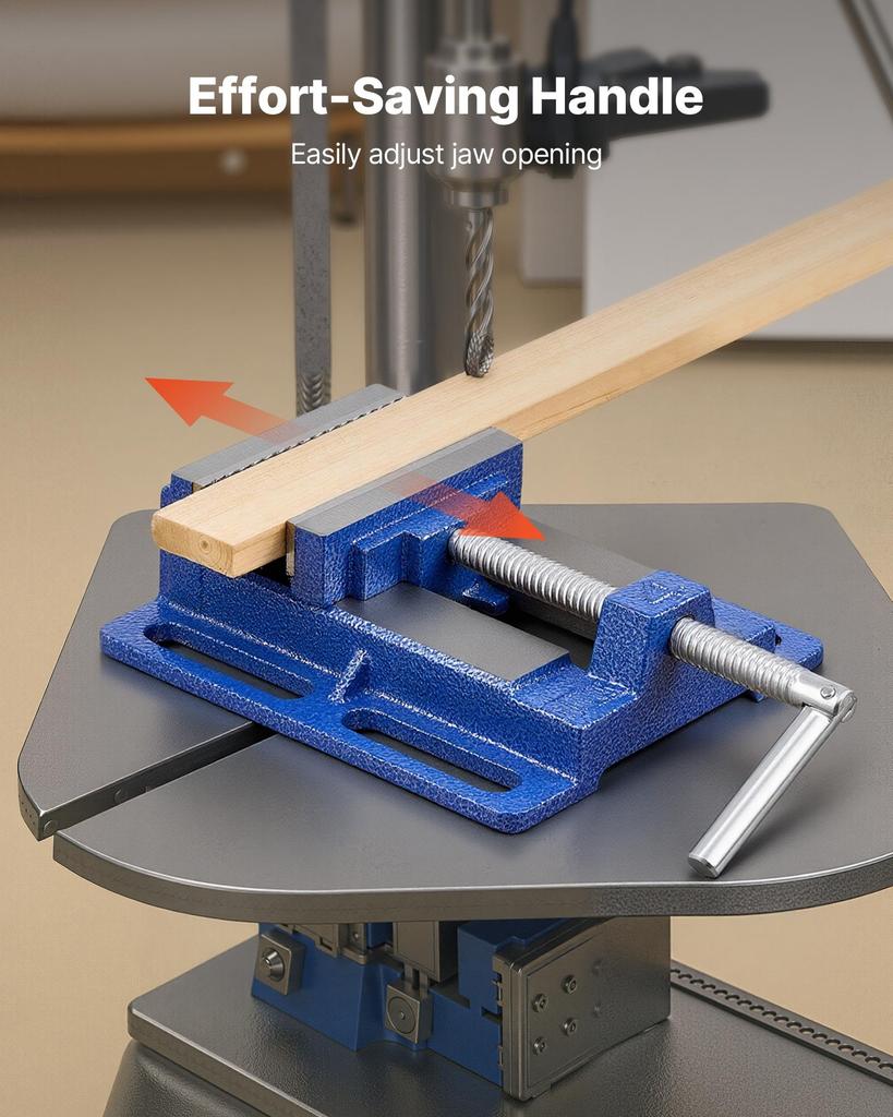 VEVOR Drill Press Vise, 4 Inch Jaw Width, Portable Bench Vise, Slotted Base for Easy Installation, Durable Cast Iron Construction, Workbench Vice