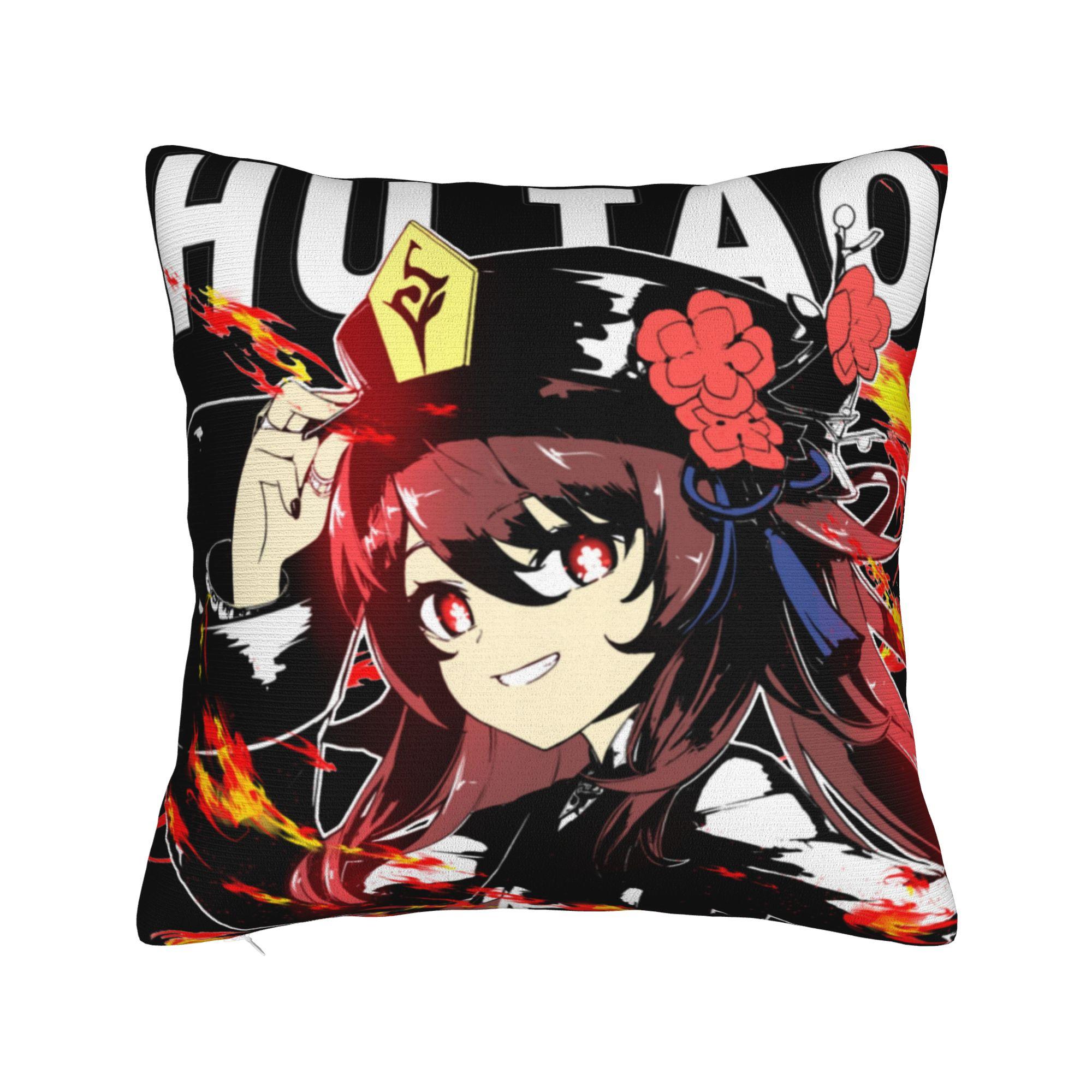 

Genshin Impact Hu Tao Pillowcase Printing Polyester Cushion Cover Decor Anime Game Cartoon Pillow Case Cover Home Square 30cm x 30cm