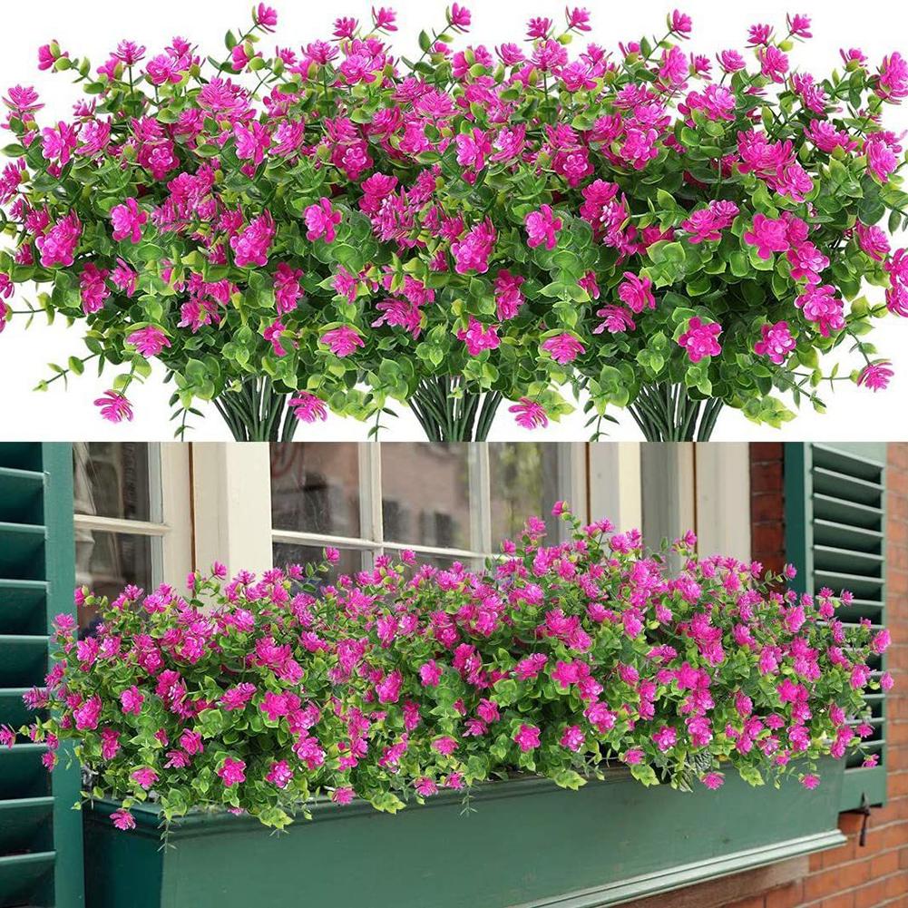 Faux Plants Artificial Flowers Garden Setting As Shown 12 Bundles Lifelike Aesthetic Low Maintenance Odorless Plastic For Home