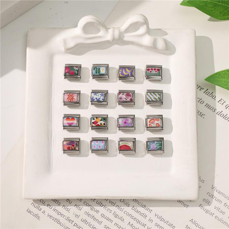 Romantic Flowers Cat Sunset Butterfly Heart Italian Charm Links Fit 9mm Stainless Steel Bracelet Men Women DIY Making Jewelry