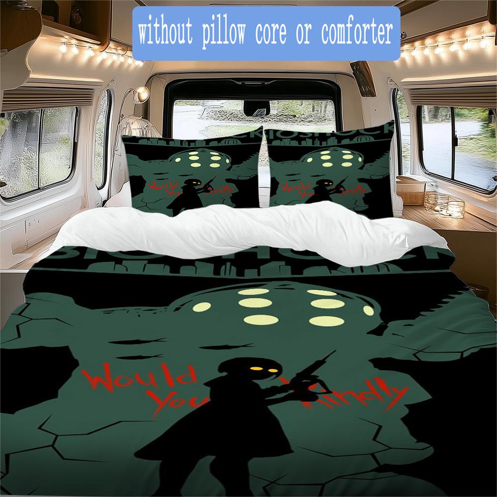 BioShock Pattern Bedding,Quilt Set Quilt Cover Pillowcase Home Birthday Gift (1*duvet cover+2*pillowcase,without core)SSJT0917058