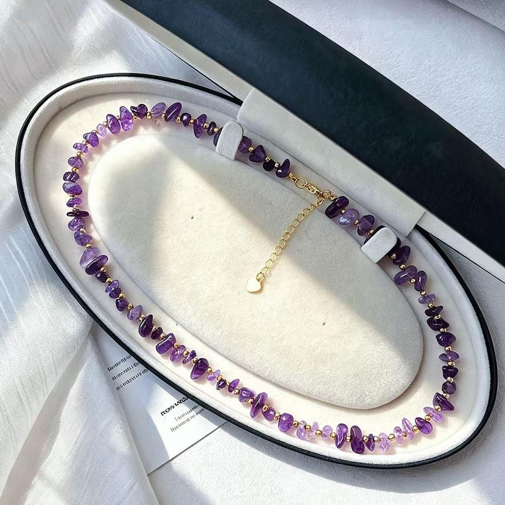 Exquisite Natural Purple Amethyst Clavicle Necklace Choker