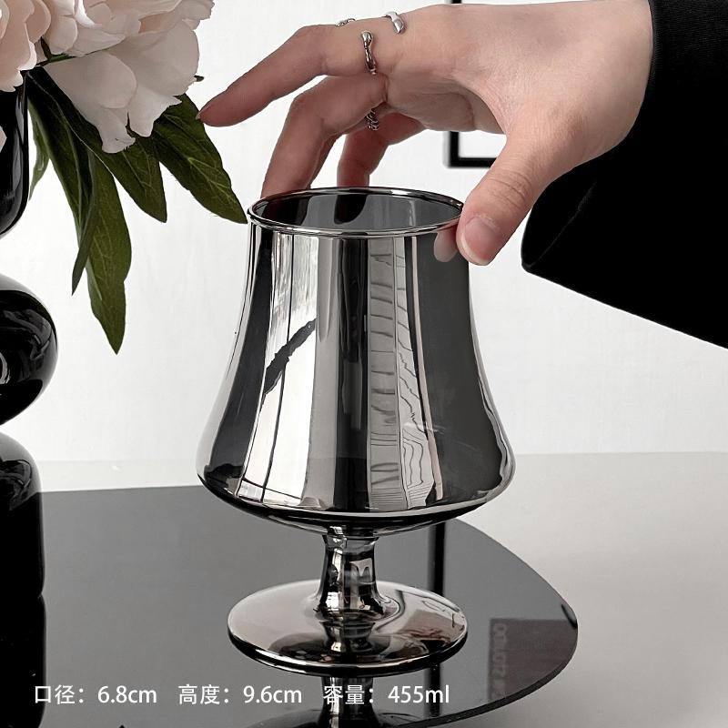 French Light Luxury Laser Silver Glass Goblet High-Value Wine Glass Creative Cocktail Cup Home Coffee Barware