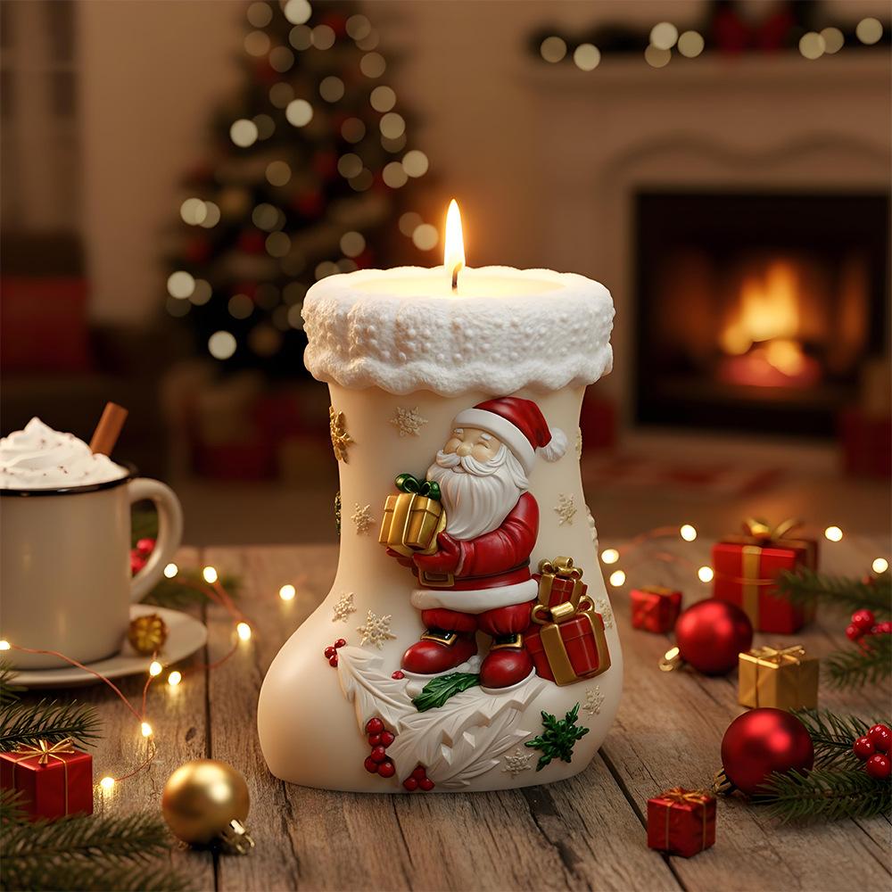 Holiday Stocking Silicone Mould Adorable Santa Claus Candle Mold Christmas Gift Mold Easy To Demold For Scented Ornament Making