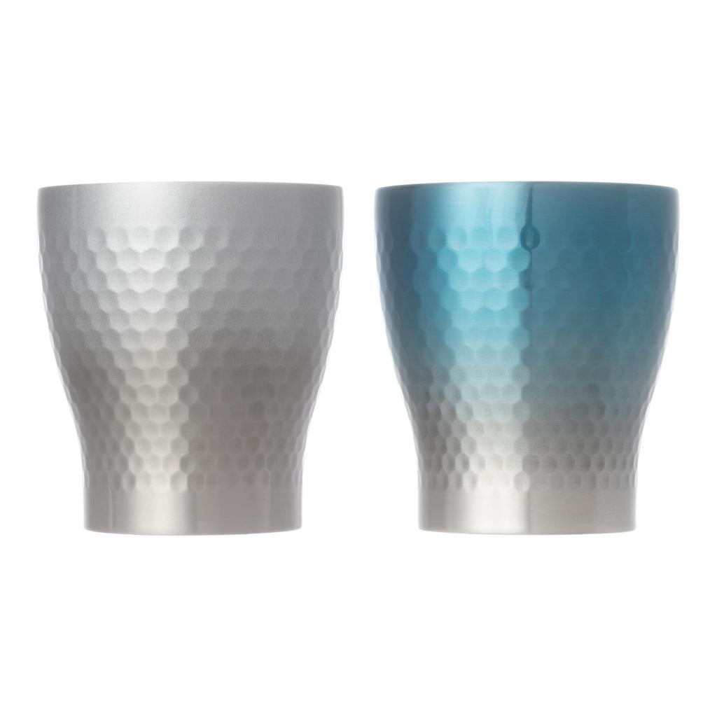 Maebata Luxe Pair of Rock Gradient Silver 68345 Cups, & Blue, 290ml,