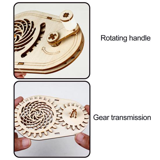 3D Visual Illusion Puzzle Toy DIY Handmade Mechanical Gear Turntable Educational STEM Toy Persistence of