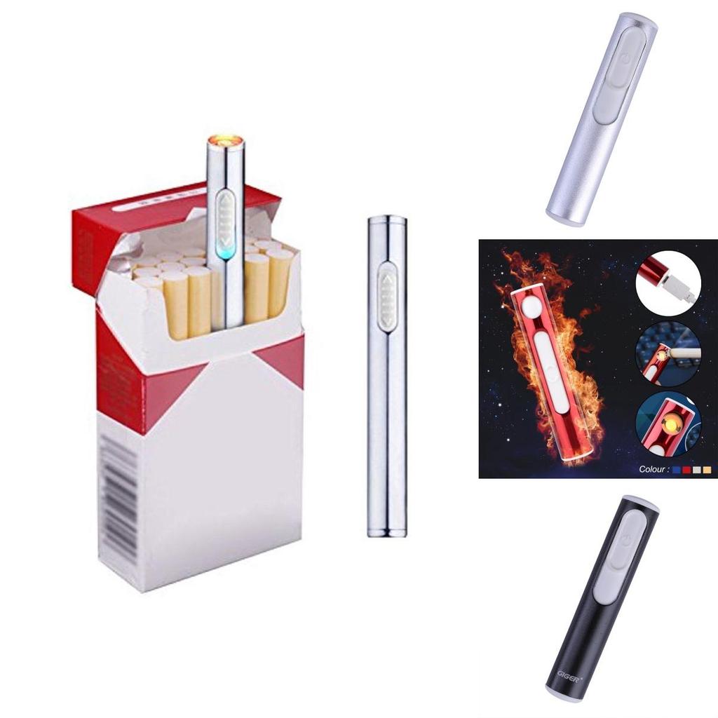 Silver Metal Shell Recharge Usb Lighter Electronic Mini Cigarette Arc Windproof