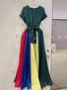 Elegant Pleated Patchwork Dress: African & Western Style for Women