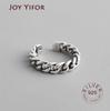 BFCLUB  Silver Color Wide Chain Rings Silver Vintage Wild Square Strip Chain Open Rings for Women Fine Jewelry Gift