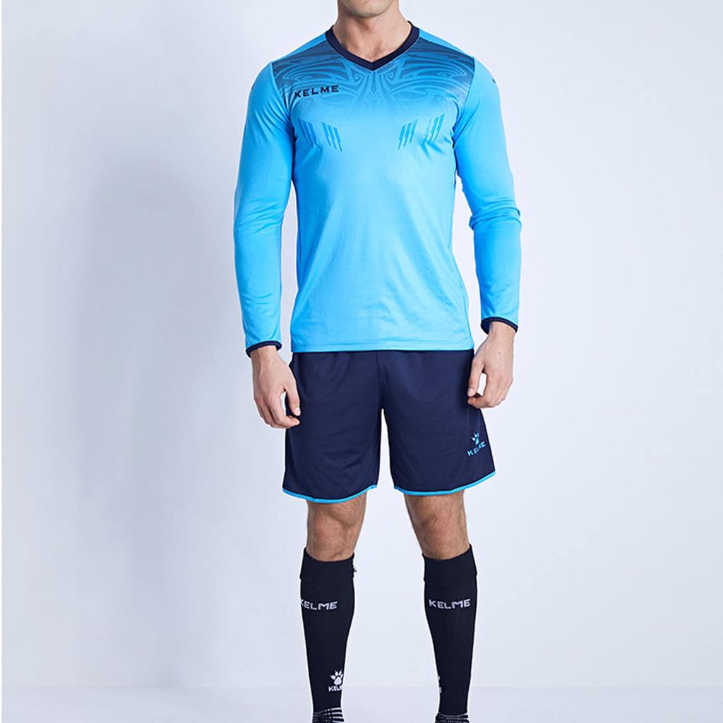 Kelme Soccer Uniform, Goalkeeper Wear, Long Sleeve, Soccer Goalkeeper Training Wear, Unisex, Sky Blue, Size 2XL