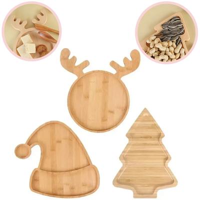 Santa Tree Shape Sushi Plate Tree Appetizer Platter Wooden Christmas Tray for Food Desserts Snacks Sushi Gifts for Household