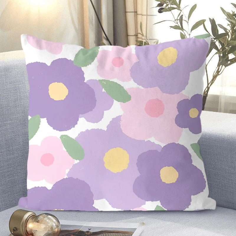 Ins Style Small Fresh Flower Pattern Decorative Pillowcase Living Room Bedroom Square Cushion Pillowcase