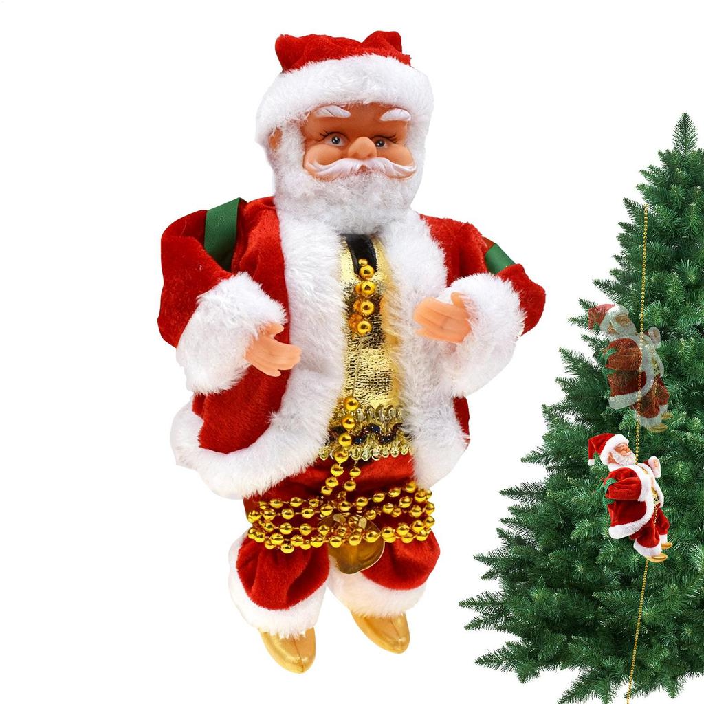 Santa Claus Music Climbing Rope Electric Christmas Decoration With Music Hanging Climbing Rope Santa Claus For Christmas Trees
