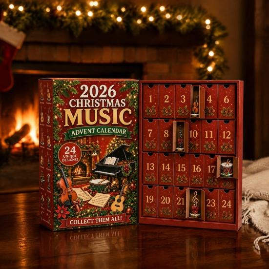 Christmas Advent Calendar Music 2026, 24 Mini Musical Instrument Interactive Countdown Toy Ornaments Calendar, Musician Holiday Gift for Lovers