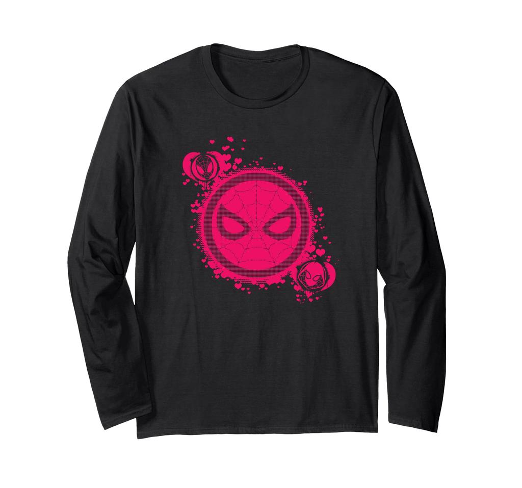 Marvel Spider-Man and Ghost Spider-Heart Valentine's Day Long Sleeve T-Shirt
