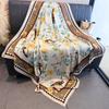 Vintage flower and bird simulation silk high sense 111cm large square scarf silk scarf printed shawl sunscreen scarf headscarf scarf