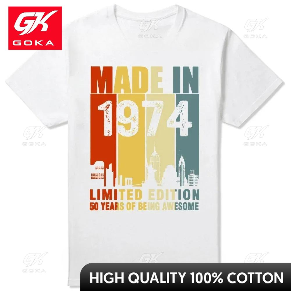 2024 Made in 1974 Limited Edition 50 Years of Being Awesome Tee Tops Round Neck ShortSleeve Fashion Clothing Casual Tshirts L