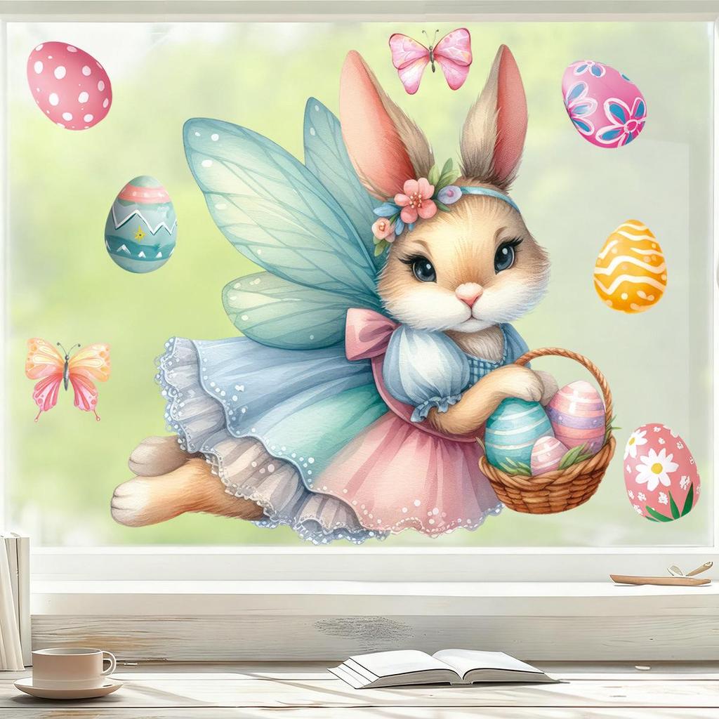 Easter Bunny Angel Electrostatic Stickers for Glass and Shop Windows - 2026