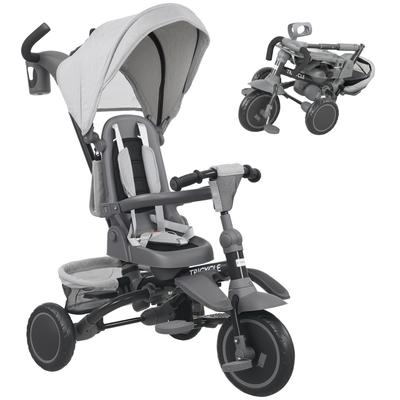 6 In 1 Foldable Kids Trike with Adjustable Parent Handle & Canopy for Ages 1-5, Grey