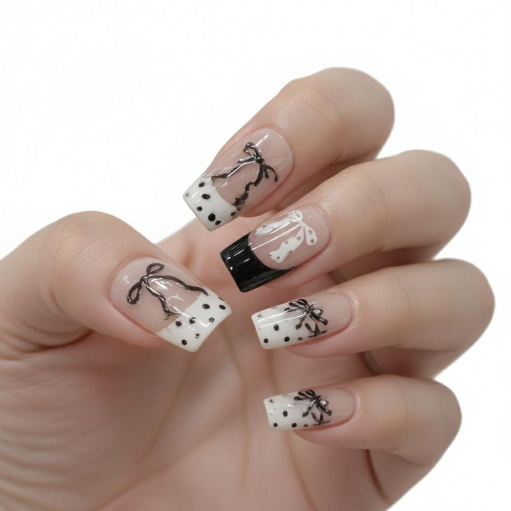 Self-Adhesive Polka Dot Bow Nail Sticker Bow Design Nail Decals Hot Nail Stickers Nail Decoration