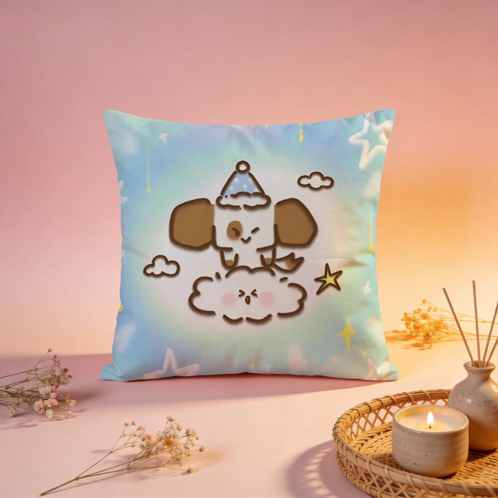 Angelic Cute Pet Group Cushion Cover Comfortable Durable Pillow Cover MultiScene for Home Office Car Sofa