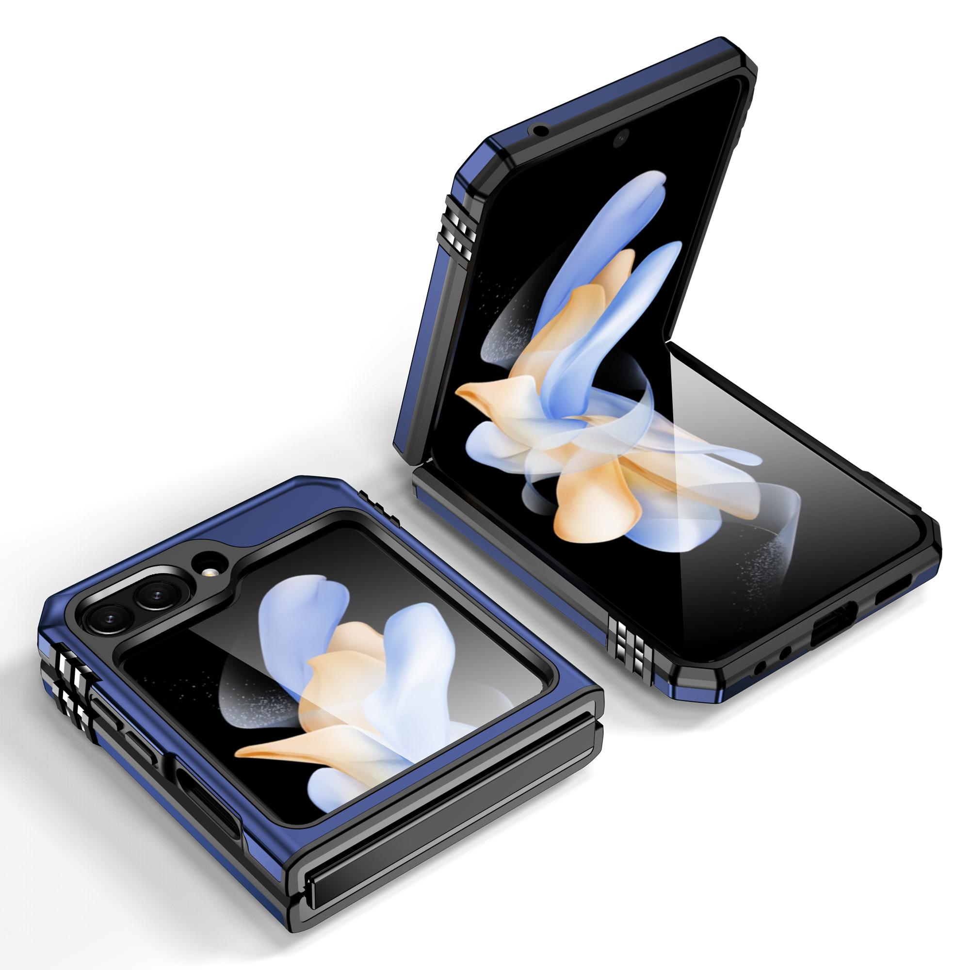 

For Samsung Galaxy Z Flip5 5G Armor Series PC+TPU Anti-drop Phone Case Metal Kickstand Cover Black