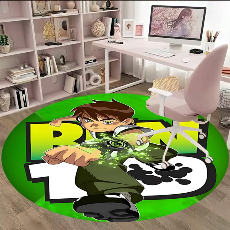 1pc Ben10 Print Round Carpet Chair Round Carpet Suitable for Bedroom Living Room Home Decorative Carpet