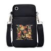 Women Small Crossbody Shoulder Bags Vintage Flower Alphabet Mobile Phone Bag Purse Soft Leather Strap Handbag Mini Messenger Bag