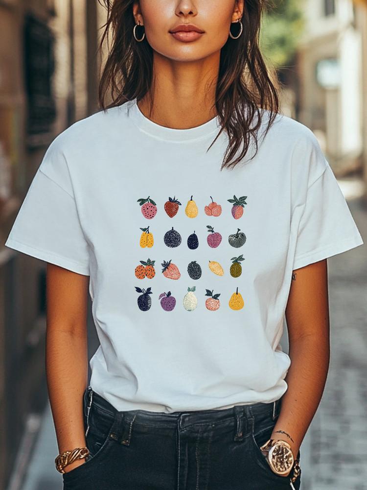 Minimalist Fruit Pattern Graphic Print T-Shirt Unisex Men Women Casual Tee Unisex T-Shirt XXXXL