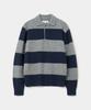 UNIFORM BRIDGE Collar Rugby Knit Blue