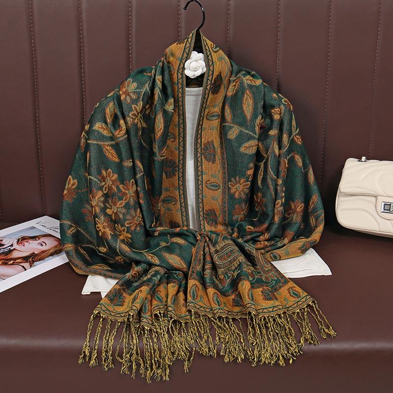 Paisley Pashmina Shawl Scarf Women Jacquard Cashew Printed Scarves Borders Female Tassel Travel Blanket Wraps Ethnic Shawls