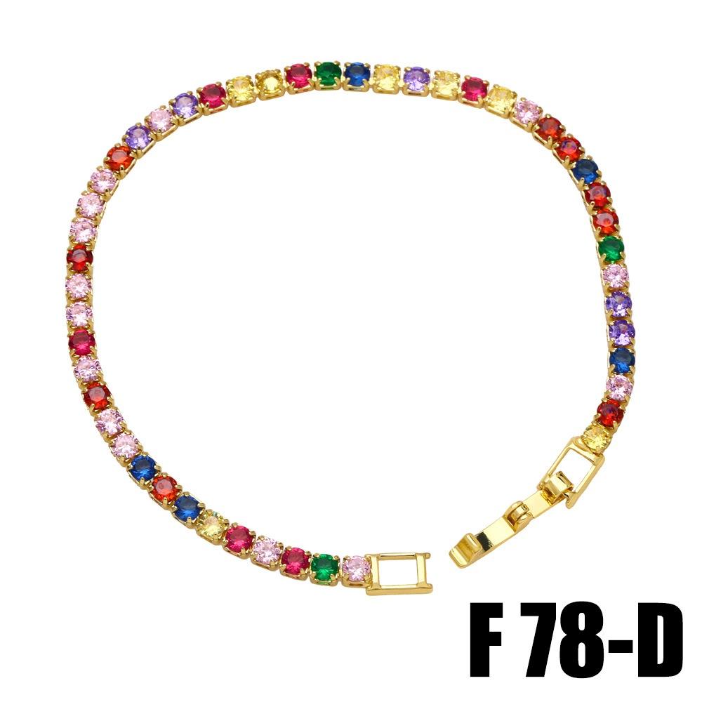 Charm Female Pink Blue Red Green Rainbow Blue Zircon Stone Round Bracelet Gold Color Wedding Jewelry For Women