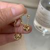 Niche Vintage Gold Knotted Tassel Earrings, Elegant Light Luxury Versatile Studs for Front and Back Wear