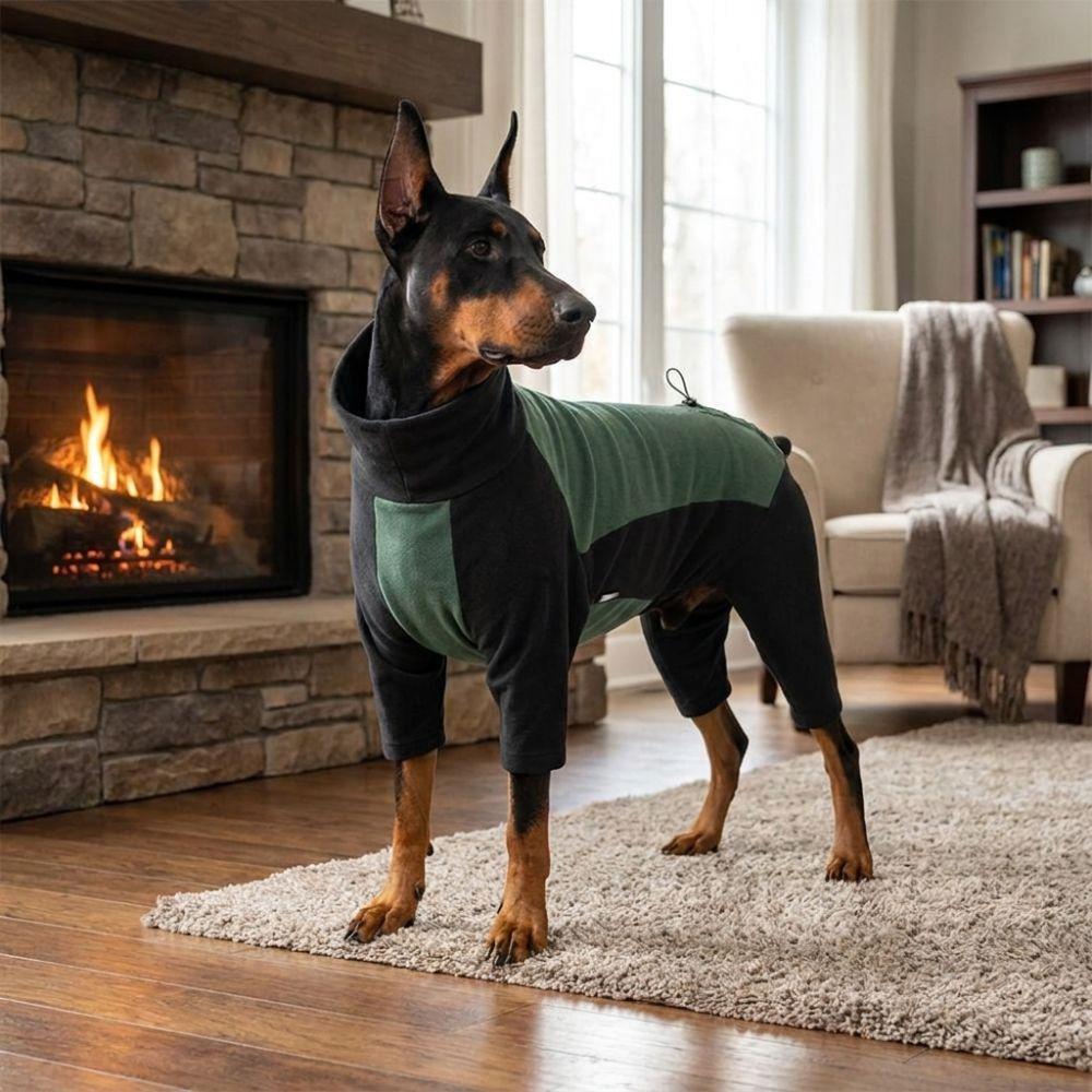 High Stretch Fleece Dog Jumpsuit Windproof Dog Winter Home Outfit Dog Warm Pajamas  Cold Weather
