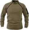 Men's Winter Solid Color Warm Zipper Fleece Pullover Windproof Outdoor Pullover Long Sleeve Shirt