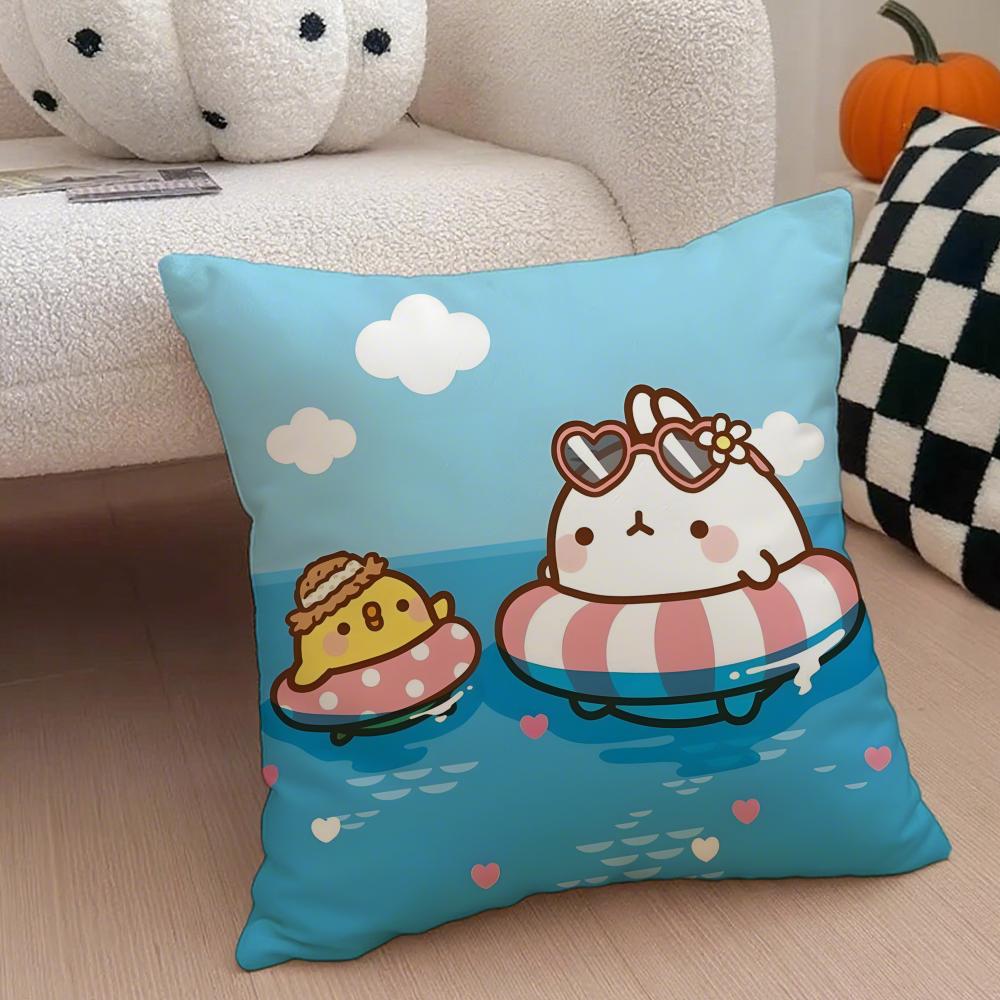 Милая аниме наволочка M-Molang, наволочка против пылевых клещей, потайная молния, шелковистый короткий плюш, чехол на подушку для дивана 12x12Inch