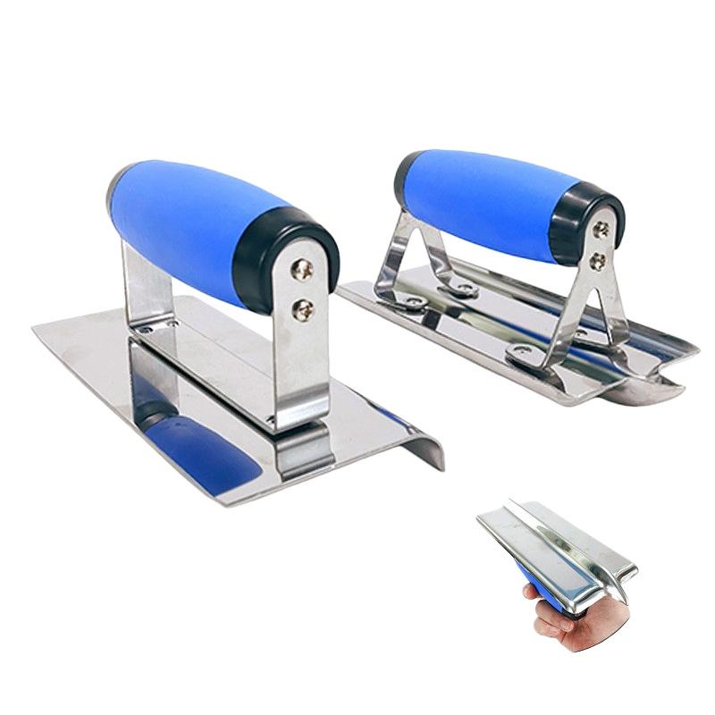 1Pcs Rubber Handle Plastering Trowel Concrete Trowel Drywall Tools Stainless Steel Corner Shaping Trowels Corner Tool